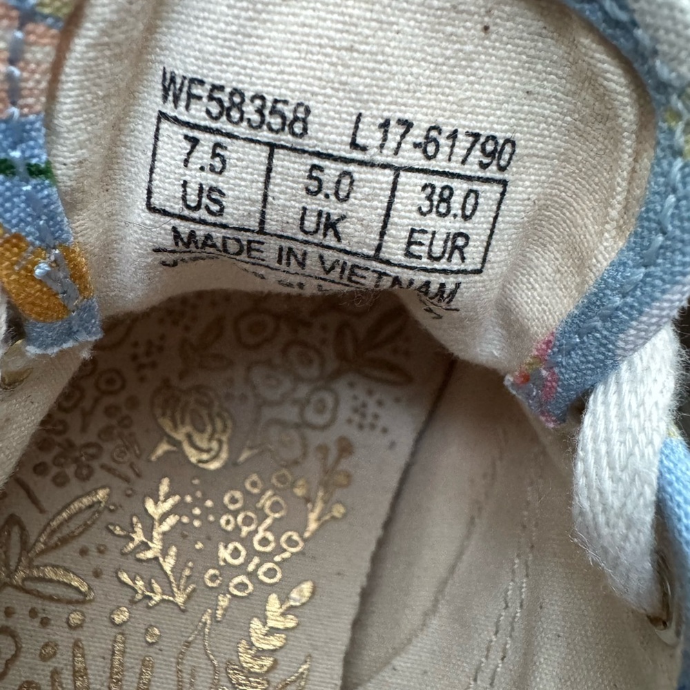 Keds Rifle Paper Company Floral Canvas Sneakers with Blue and gold Accents - Picture 7 of 8